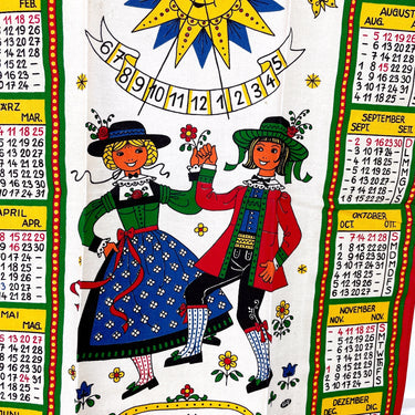 Kolf Austrian tea towel - 1979 calendar with sundial - NextStage Vintage