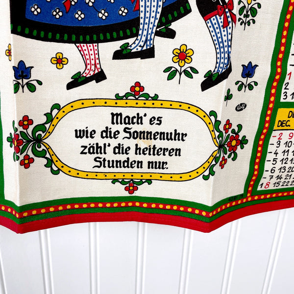 Kolf Austrian tea towel - 1979 calendar with sundial - NextStage Vintage