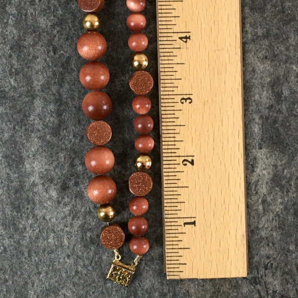 Double strand goldstone necklace - vintage costume jewelry - NextStage Vintage