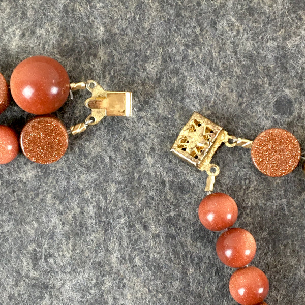 Double strand goldstone necklace - vintage costume jewelry - NextStage Vintage