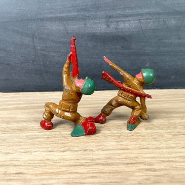 Manoil soldiers - grenade thrower and sniper - 1930s vintage lead dime store soldiers - NextStage Vintage