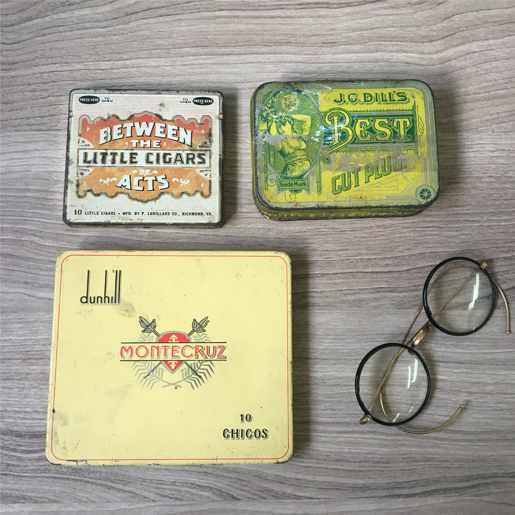 Tobacciana vintage tins - set of 3 - JC Dill, Dunhill, Between the Acts - NextStage Vintage