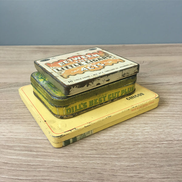 Tobacciana vintage tins - set of 3 - JC Dill, Dunhill, Between the Acts - NextStage Vintage