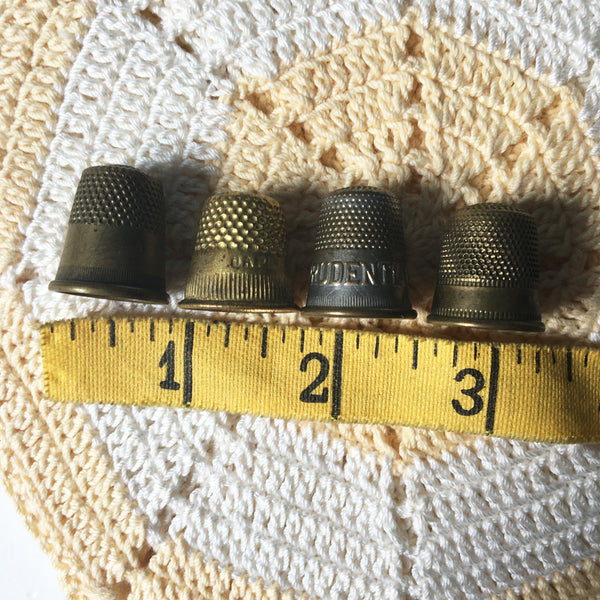4 vintage thimbles - mix of styles and metals - NextStage Vintage