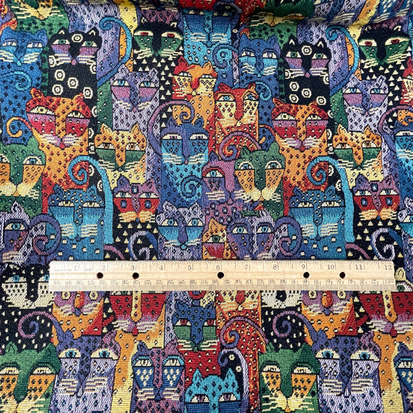 Cat tapestry yardage - 56" x 4.5 yards - upholstery weight - NextStage Vintage