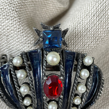 Rare Weiss crown black with Maltese cross brooch - 1960s vintage - NextStage Vintage