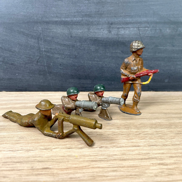 Lead and cast iron vintage dime store soldiers - group of 4 - NextStage Vintage