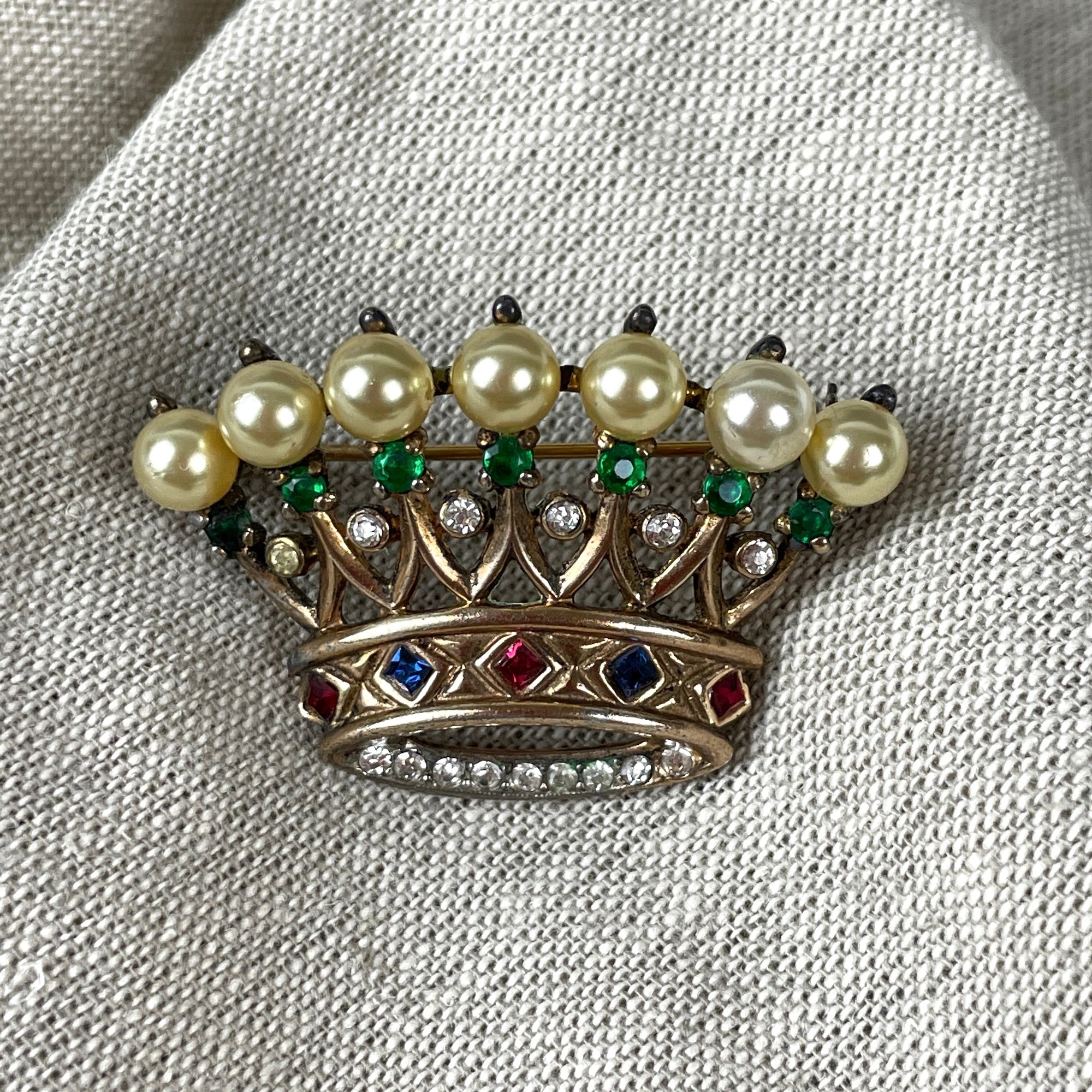 Rare Trifari Royal Crown sterling brooch #140779 - 1940s