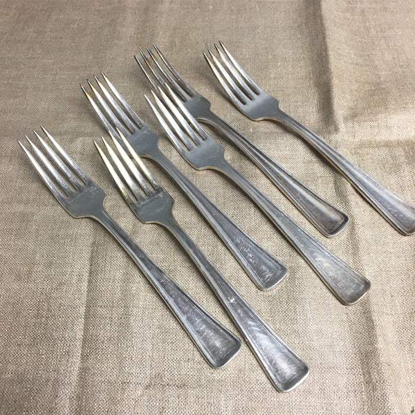 Restaurant ware forks by Victor S Co. / International silver - set of 6 - turn of century silverplate flatware - NextStage Vintage