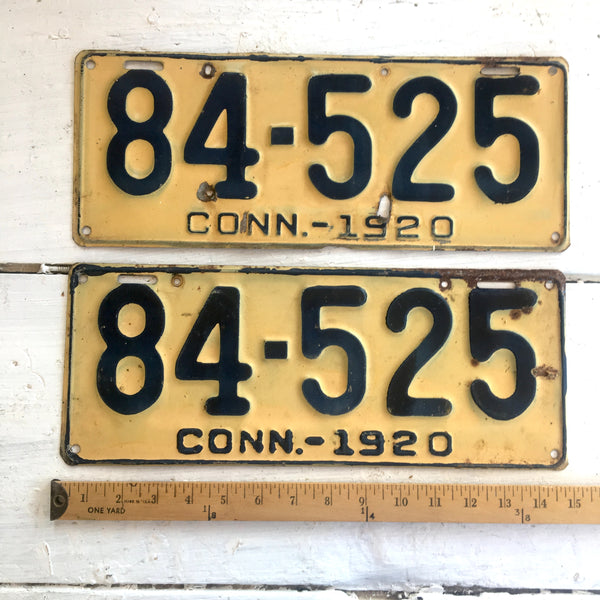 1920 Connecticut automobile license plates - a pair - number 84-525 - NextStage Vintage