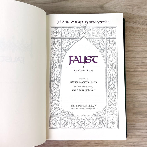 Faust Parts One and Two - Johann Wolfgang Von Goethe - Franklin Library - 1981 - NextStage Vintage