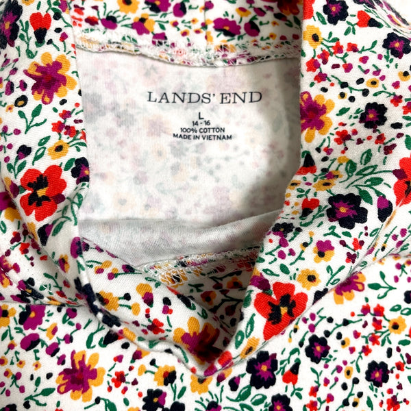 Lands' End floral cotton print mock turtleneck - size L - NextStage Vintage
