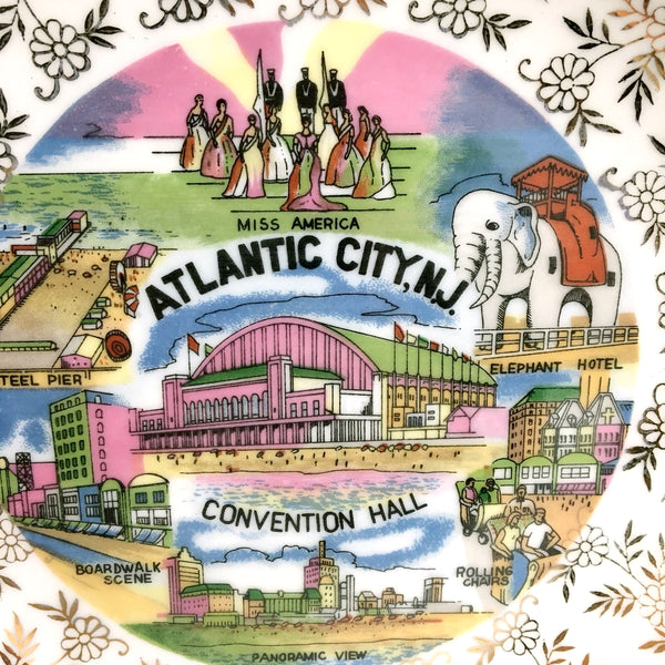 Atlantic City, New Jersey vintage travel souvenir plate - vintage road trip - NextStage Vintage