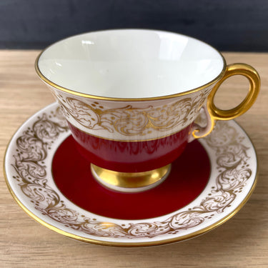Adderley maroon and gold flourish tea cup and saucer H100 - vintage china - NextStage Vintage