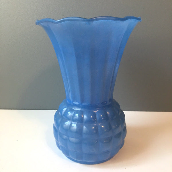 Anchor Hocking pineapple vase with blue fired on finish - 1950s vintage - NextStage Vintage