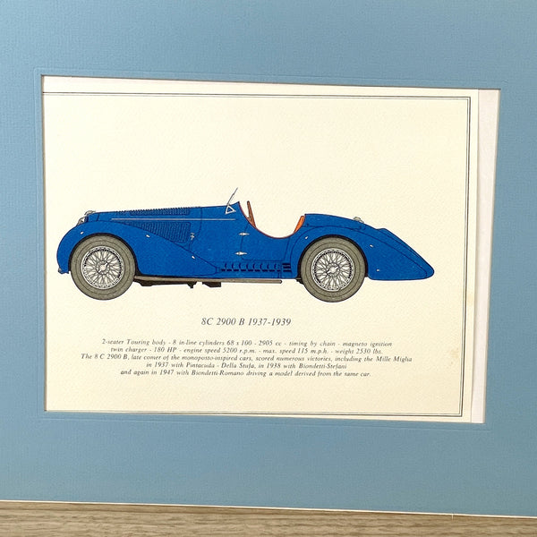 Alfa Romeo sports car prints 1910-1951 - set of 7 - 1960s vintage - NextStage Vintage