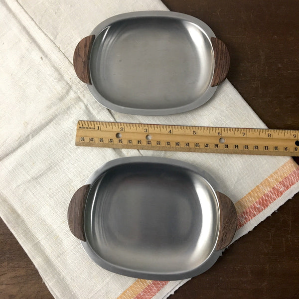 Aluminum and wood side serving pieces - 4 relish and appetizer dishes - 1970s - NextStage Vintage
