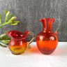 Amberina crackle glass mini pitchers - a pair - 1960s vintage - NextStage Vintage