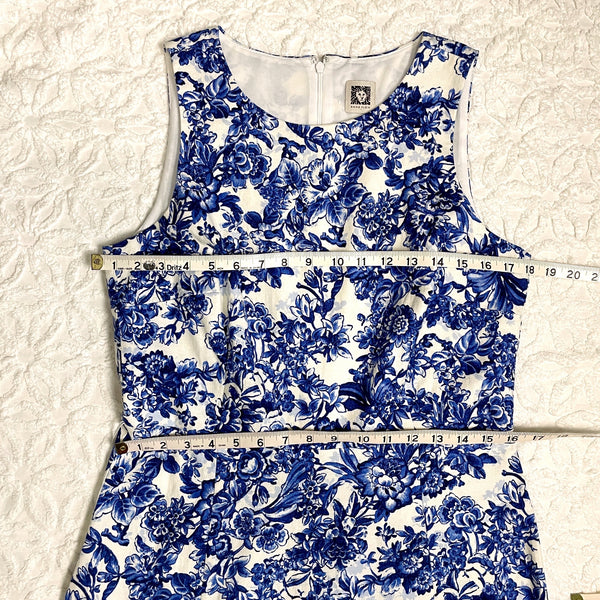 Anne Klein blue and white floral day dress - size 8 - NextStage Vintage