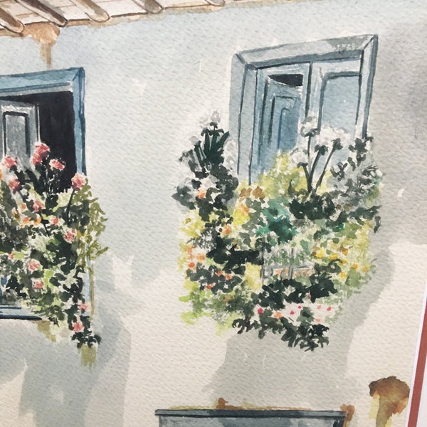 South American window watercolor painting - Marta Arango - 1987 - NextStage Vintage