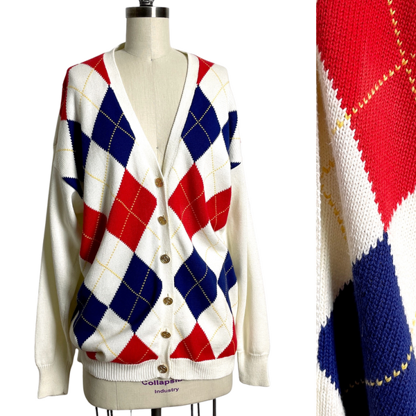 1980s vintage Evan-Picone argyle sweater - size large - NWT - NextStage Vintage