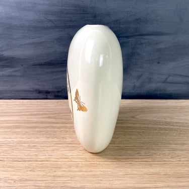 Asian pillow vase with birds and butterflies - 1980s vintage - NextStage Vintage