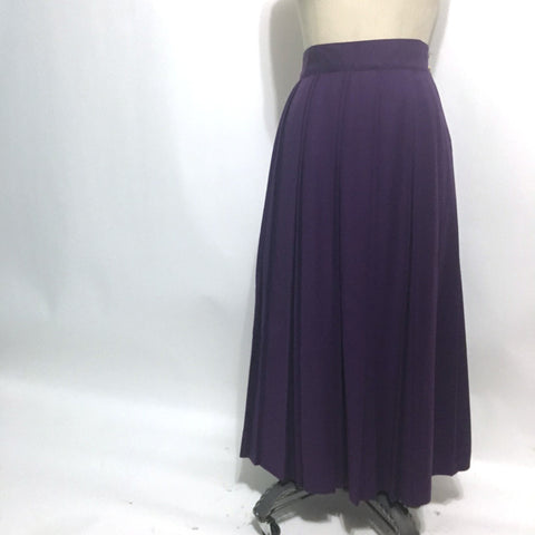 Attache by Herman Geist double pleated midi skirt - royal purple - size small to medium - 1980's - NextStage Vintage