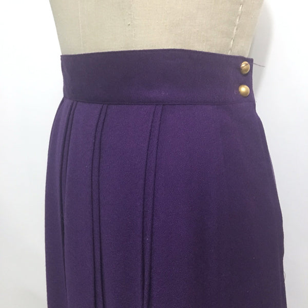 Attache by Herman Geist double pleated midi skirt - royal purple - size small to medium - 1980's - NextStage Vintage