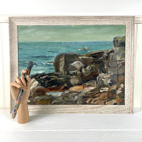 Bailey Island, Maine seascape painting - 1960s vintage art - NextStage Vintage