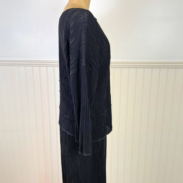 1990s artisan black knit sweater and fitted skirt set - size medium - NextStage Vintage