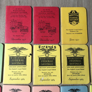 Pocket size savings bank calendar books - 14 vintage 1950s-1980s journals - NextStage Vintage