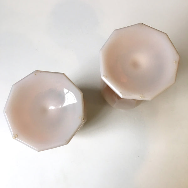 NEED DESCRIPTION UPDATE - EAPG pink/peach glass vase pair - antique hand worked glass - NextStage Vintage