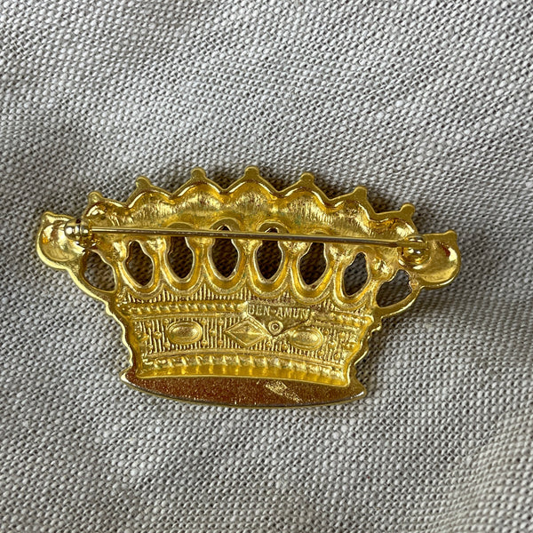 Ben-Amun gold crown brooch - vintage 1980s fine costume jewelry - NextStage Vintage