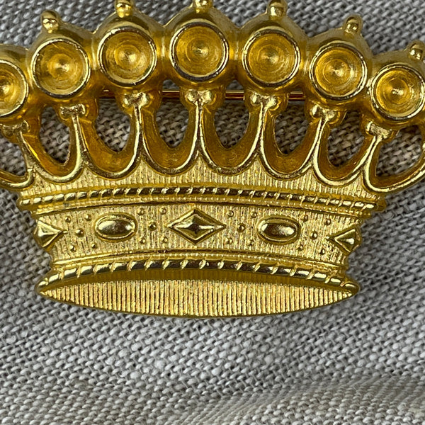 Ben-Amun gold crown brooch - vintage 1980s fine costume jewelry - NextStage Vintage