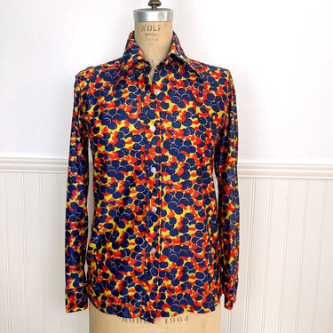 1970s blueberry and flower print shirt - size small - NextStage Vintage