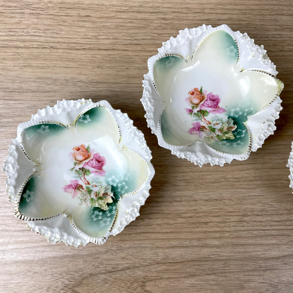 R.S. Prussia roses and daisies berry bowl set of 5 - antique serving pieces - NextStage Vintage