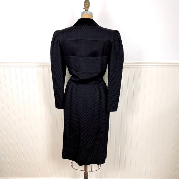 1980s vintage quilted black button-front dress / size S - NextStage Vintage