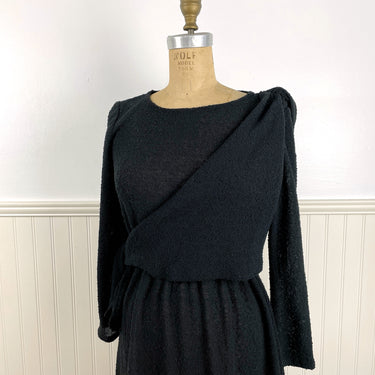 1980s knit dress with asymmetrical bodice wrap - size small