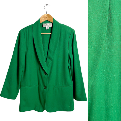 Oversized emerald green blazer with shawl collar - size 12P - NextStage Vintage