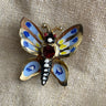 Painted butterfly pin with rhinestones - 1960s vintage costume jewelry - NextStage Vintage