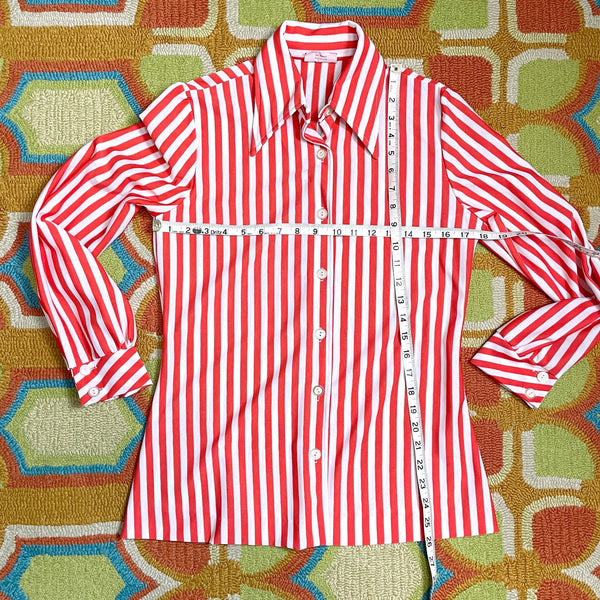 60s vintage orange and white candy stripe blouse - size small - medium - NextStage Vintage