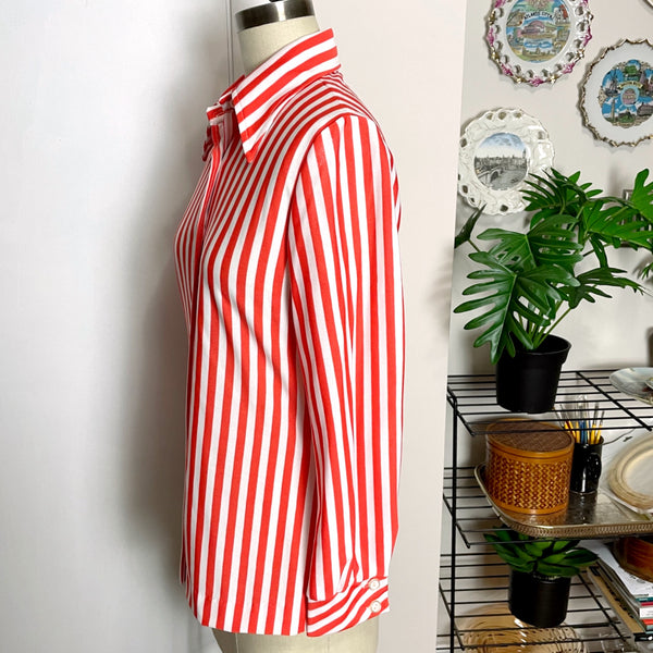 60s vintage orange and white candy stripe blouse - size small - medium - NextStage Vintage