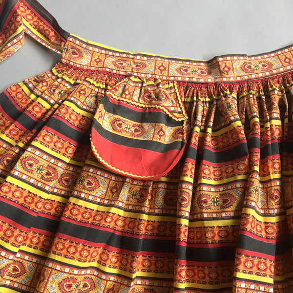 Boho stripe print apron - vintage half apron - NextStage Vintage