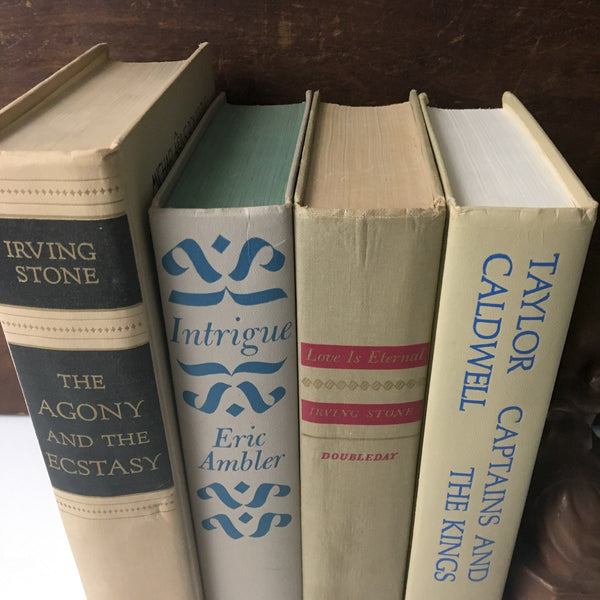 Decorative book stack - bone beige - vintage book decor - NextStage Vintage