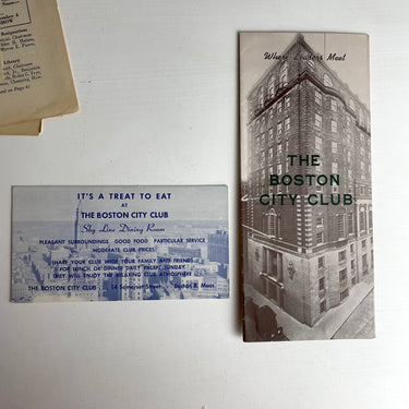 The Boston City Club - 1940s memorabilia and ephemera - NextStage Vintage