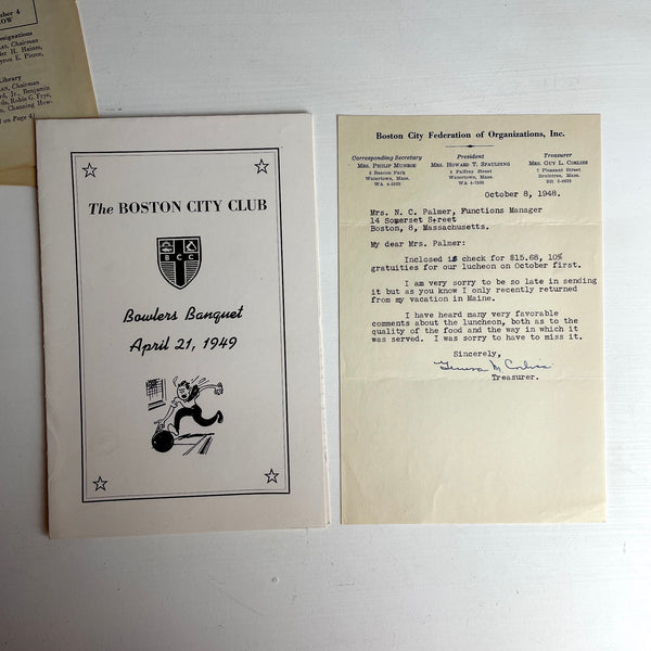 The Boston City Club - 1940s memorabilia and ephemera - NextStage Vintage