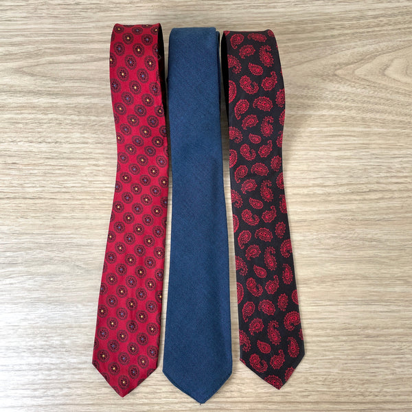 Narrow vintage neckties from Boston - set of 3 - Martini Carl and Arthur Johnson - NextStage Vintage