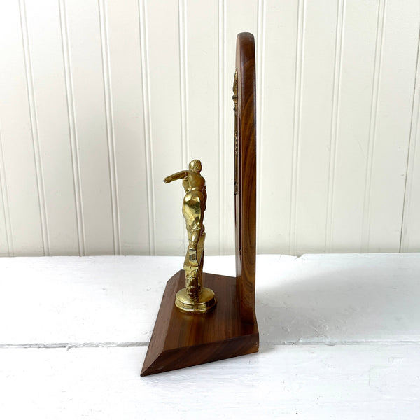 Bowling trophy - vintage 1950s wood and metal trophy to personalize - NextStage Vintage