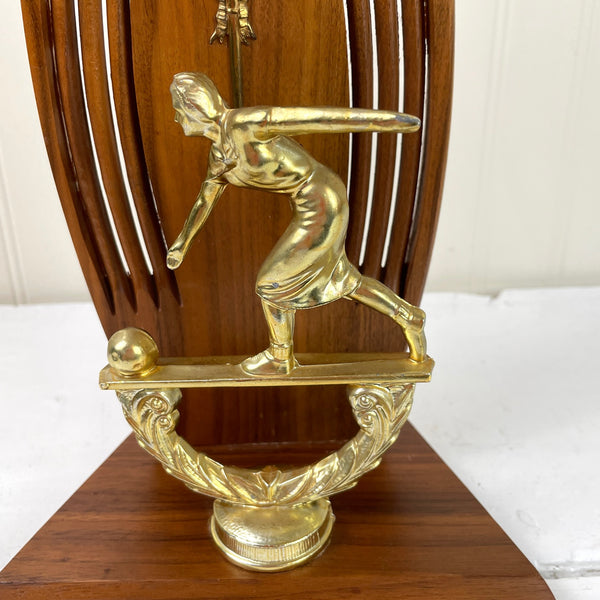 Bowling trophy - vintage 1950s wood and metal trophy to personalize - NextStage Vintage