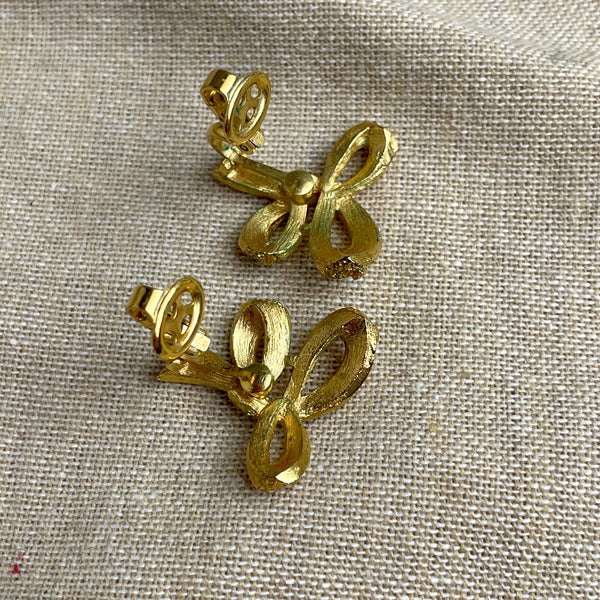 Trifari ribbon loops clip on earrings - 1980s vintage - NextStage Vintage